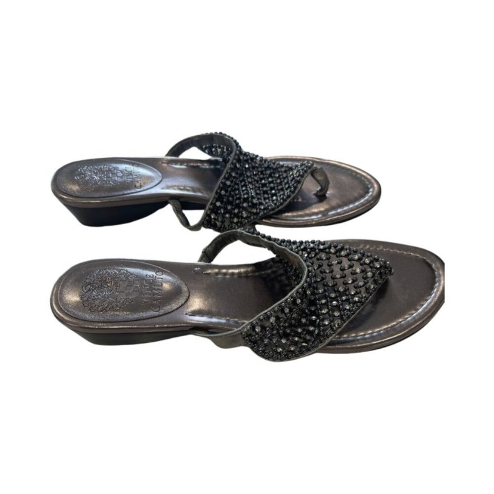 Vince Camuto Silver Thong Sandals with Crystals - Picture 2 of 2